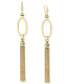 Inc International Concepts Gold-tone Open Oval Linear Fringe Earrings, Only At Macy's