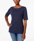Karen Scott Petite Dot-print Top, Only At Macy's