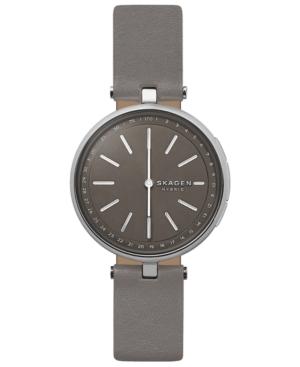 Skagen Women's Signatur T-bar Gray Leather Strap Hybrid Smart Watch 36mm