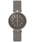 Skagen Women's Signatur T-bar Gray Leather Strap Hybrid Smart Watch 36mm