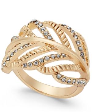 Inc International Concepts Gold-tone Crystal Leaf Ring, Only At Macy's