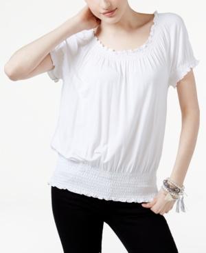 Alfani Petite Smocked Top, Only At Macy's