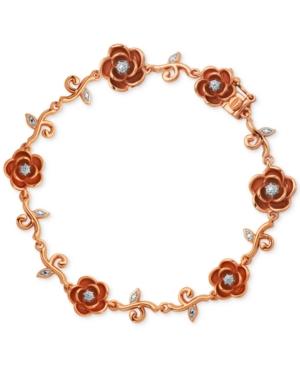 Diamond Accent Rose Bracelet In 18k Rose Gold Over Silver-plated Bronze