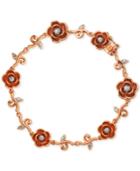 Diamond Accent Rose Bracelet In 18k Rose Gold Over Silver-plated Bronze