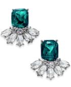 Charter Club Silver-tone Emerald Crystal Stud Earrings, Created For Macy's