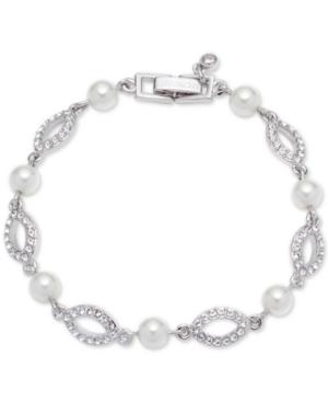 Givenchy Silver-tone Imitation Pearl And Crystal Pave Link Bracelet