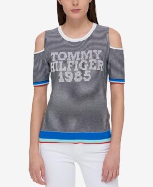 Tommy Hilfiger Graphic Cold-shoulder Sweater, Only At Macy's