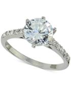 Cubic Zirconia Six-prong Ring In Sterling Silver