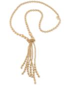 Carolee Gold-tone Bead Tassel Long Length Pendant Necklace
