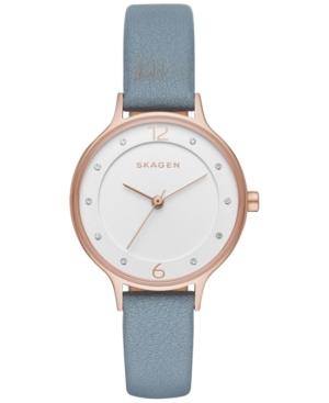 Skagen Women's Anita Blue Leather Strap Watch 30mm Skw2497