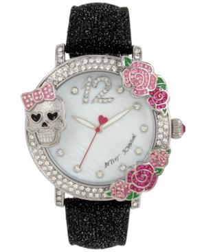 Betsey Johnson Women's Black Textured Leather Strap Watch 44mm Bj00595-02