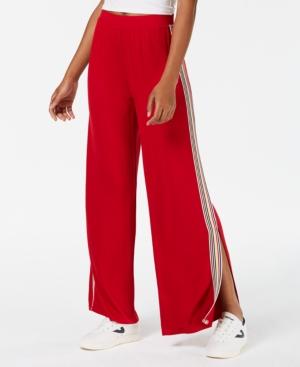 Ultra Flirt By Ikeddi Juniors' Striped Split Wide-leg Pants
