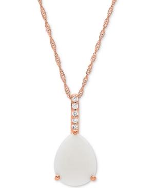 Opal (1-1/3 Ct. T.w.) & Diamond Accent 18 Pendant Necklace In 14k Rose Gold