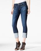 Hudson Jeans Muse Dark Mosaic Wash Cuffed Skinny Jeans