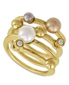 Majorica Endless Pearl Ring, 18k Gold Over Sterling Silver Multicolor Organic Man Made Pearl Ring