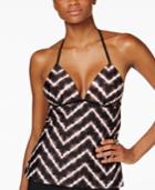 Hula Honey Electric Tie-dyed Push-up Halter Tankini Top Women's Swimsuit
