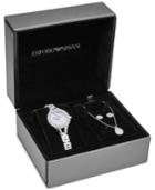 Emporio Armani Women's Stainless Steel Bracelet Watch With Bracelet And Earrings Box Set 28mm Ar8038