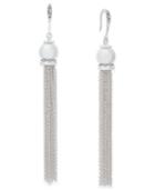Inc International Concepts Silver-tone Pave & Imitation Pearl Chain Tassel Drop Earrings, Only At Macy's