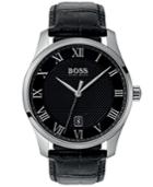 Boss Hugo Boss Men's Master Black Leather Strap Watch 42mm