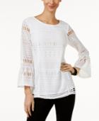 Alfani Trumpet-sleeve Lace Blouse, Only At Macy's