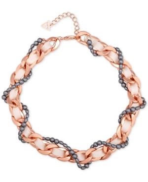 Guess Rose Gold-tone Gray Imitation Pearl Necklace