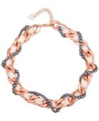 Guess Rose Gold-tone Gray Imitation Pearl Necklace