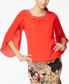 Thalia Sodi Embellished Angel-sleeve Top, Only At Macy's