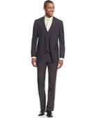 Kenneth Cole Reaction Charcoal Texture Grid Slim-fit Vested Suit