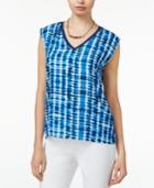 Bar Iii Printed Cap-sleeve Top, Only At Macy's