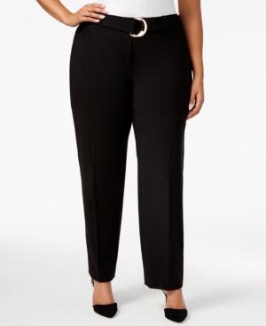 Calvin Klein Plus Size Belted Straight-leg Pants