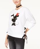 Disney Juniors' Minnie Mouse Lace-up Graphic Sweatshirt By Freeze 24-7