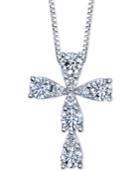 Diamond Cross Pendant Necklace (3/8 Ct. T.w.) In 14k White Gold