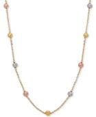 Tricolor Textured Ball Link 18 Statement Necklace In 14k Gold, White Gold, & Rose Gold