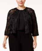 R & M Richards Plus Size Glitter Rosette Illusion Shrug