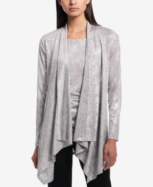 Calvin Klein Metallic Printed Flyaway Cardigan