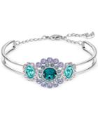 Swarovski Silver-tone Aqua Crystal Bangle Bracelet