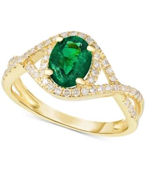 Emerald (1-1/10 Ct. T.w.) & Diamond (1/3 Ct. T.w.) Ring In 14k Gold