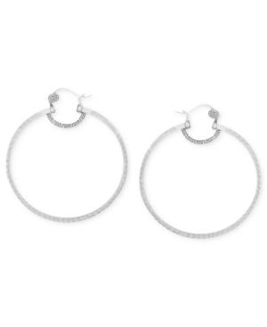 Sis By Simone I Smith Platinum Over Sterling Silver Earrings, Extra-large Woven-cut Hoop Earrings