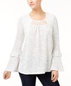 Style & Co Ruffled Crochet-inset Top, Created For Macy's