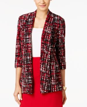 Kasper Glen-plaid-print Open-front Jacket