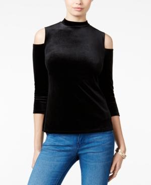 Guess Erika Velvet Cold-shoulder Top