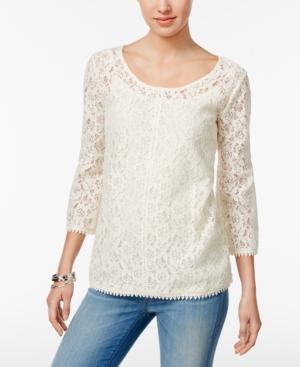 Style & Co Lantern-sleeve Lace Top, Only At Macy's