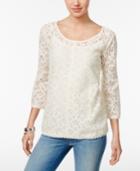 Style & Co Lantern-sleeve Lace Top, Only At Macy's