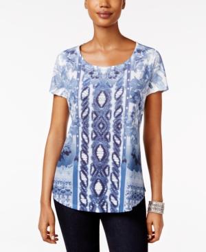 Style & Co Printed Studded Top, Only At Macy's