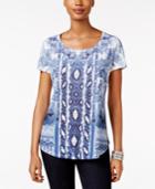 Style & Co Printed Studded Top, Only At Macy's
