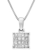 Diamond Square Cluster 18 Pendant Necklace (1/2 Ct. T.w.) In 14k White Gold