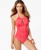 Kenneth Cole Ruched Halter One-piece Swimsuit Women's Swimsuit