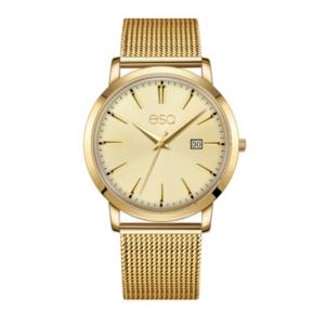 Men's Esq0042 Domed Crystal Gold Tone Ip Stainless Steel Watch, Matching Dial