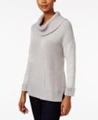 Style & Co. Striped Ribbed Cowl-neck Sweater, Only At Macy's
