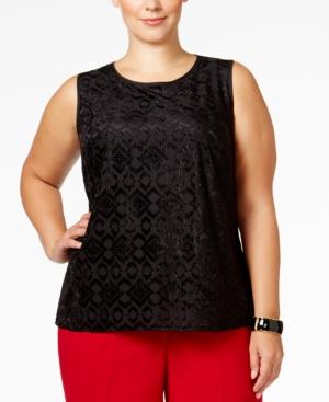 Kasper Plus Size Burnout Shell